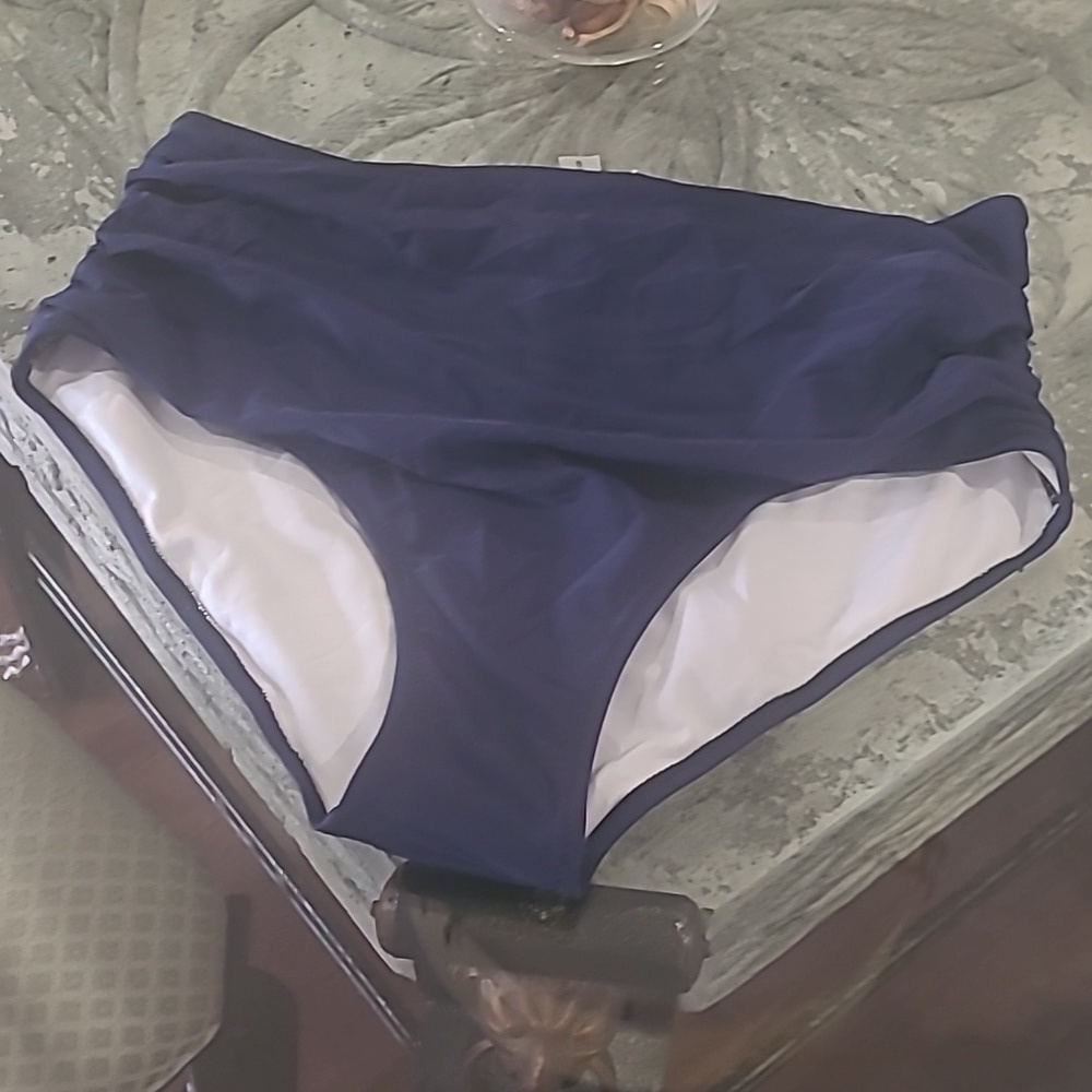 BIKINI BOTTOMS HIGH WAIST ROUCHED 14W NEW